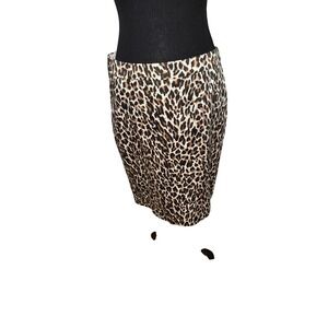 Leopard Print Pencil Skirt Brown Black Animal Print Knee Length Career Skirt